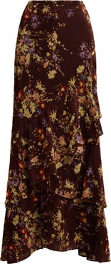 Lauren Ralph Lauren Tiered Floral Velvet Burnout Maxi Skirt
