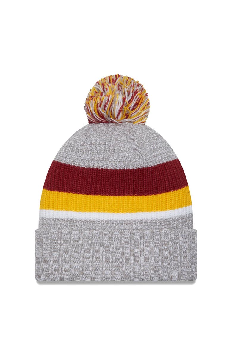 New Era Men's New Era Heather Gray Washington Commanders Cuffed Knit Hat with Pom, Alternate, color,
