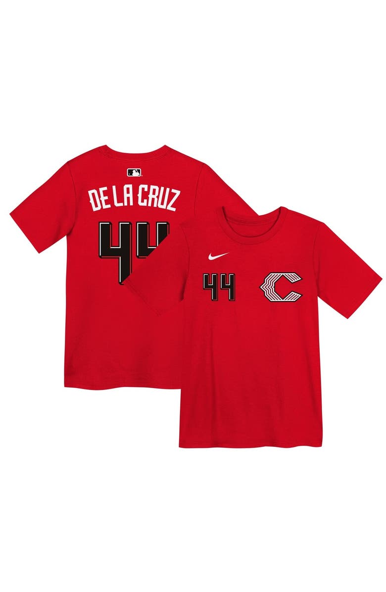 Nike Preschool Nike Elly De La Cruz Red Cincinnati Reds 2026 City Connect Name & Number T-Shirt, Main, color, Red
