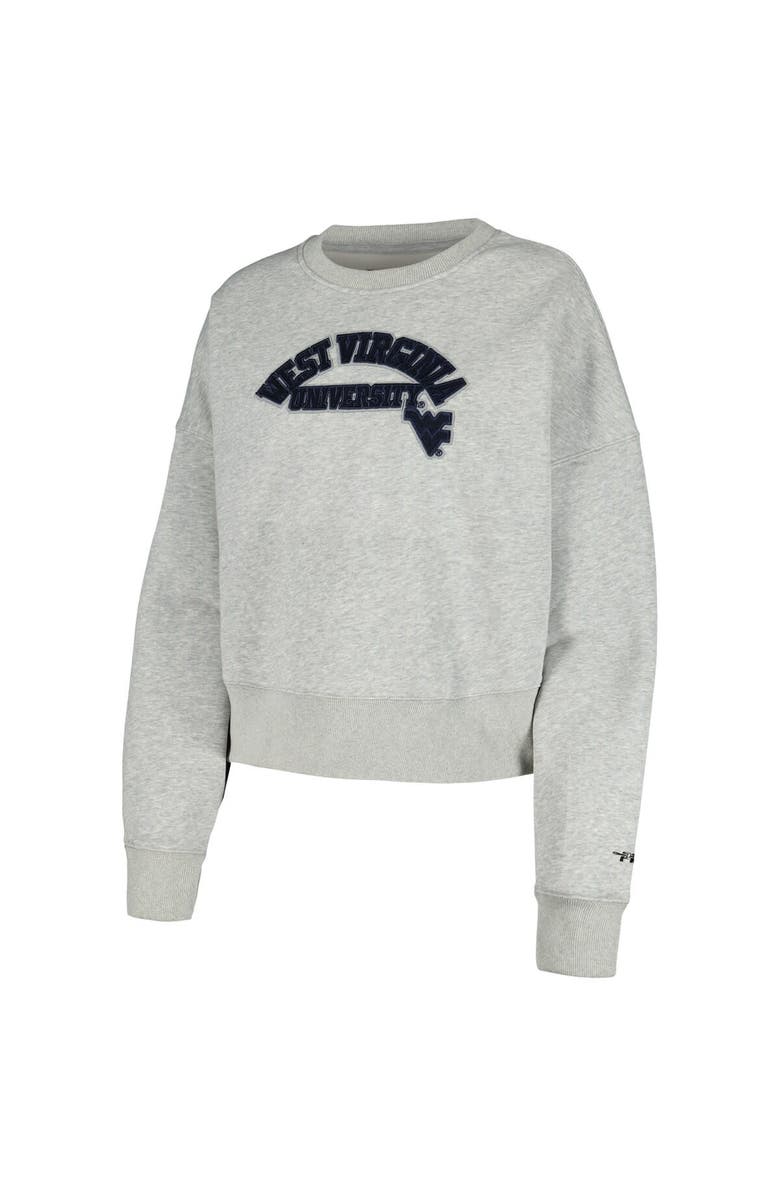 PRO STANDARD Women's Heather Gray West Virginia Mountaineers Classic 3-Hit Pullover Sweatshirt, Alternate, color, Heather Gray
