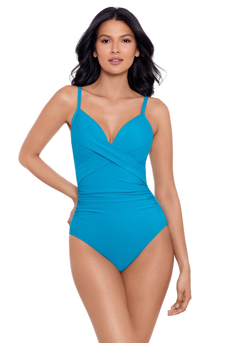 Captivate Rock Solid Strappy One-Piece Swimsuit, Alternate, color, MALDIVES BLUE