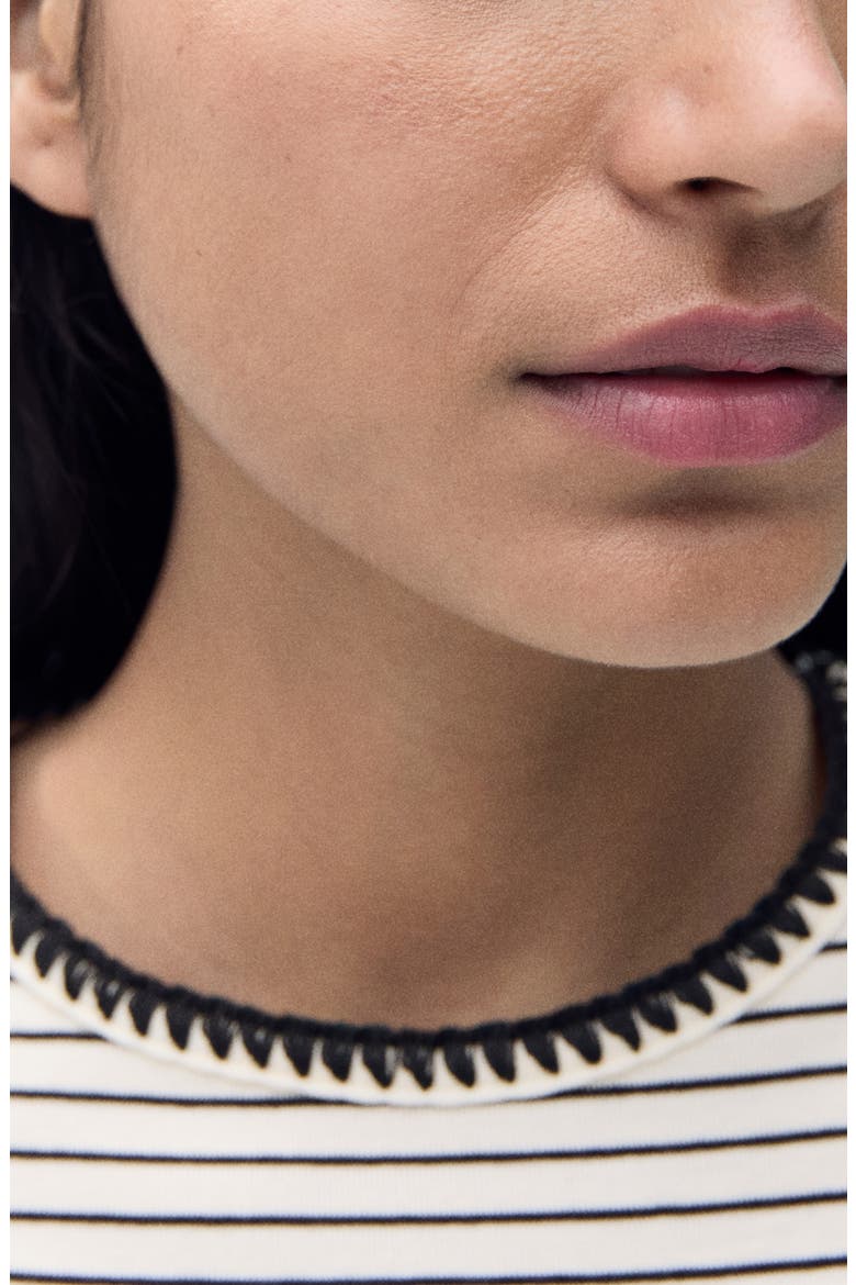 Contrast Stitch Trim T-Shirt, Alternate, color, OFF WHITE
