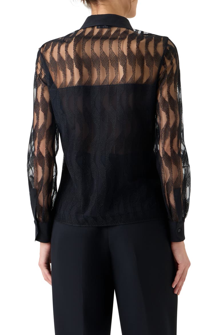 High Plains Tulle Jacquard Button-Up Shirt, Alternate, color, BLACK