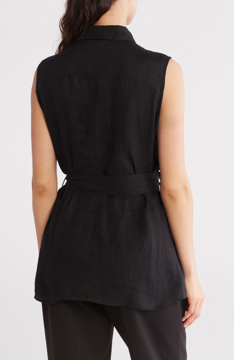 Sleeveless Tie Belt Drape Top