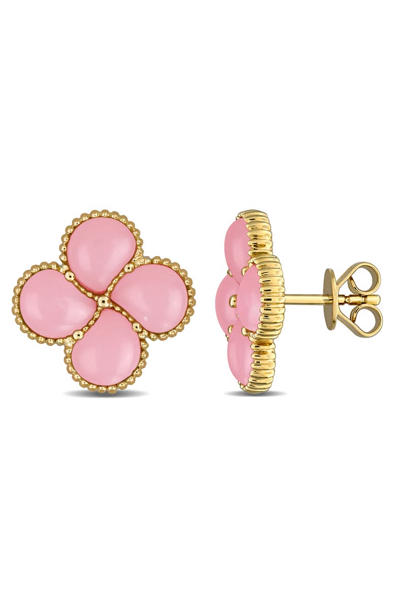 Julianna B. Lab-Created Gemstone Quatrefoil Flower Stud Earrings, Main, color, Created Pink Opal