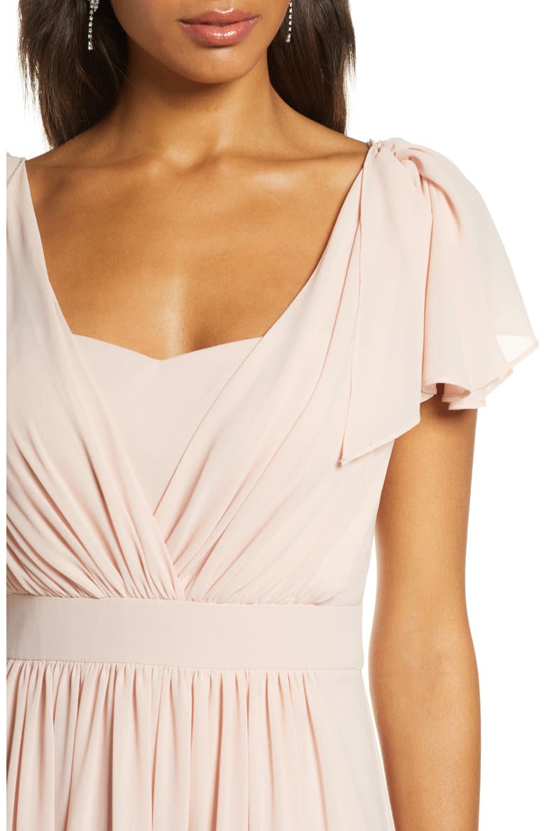 Pleat Chiffon Gown, Alternate, color, BLUSH