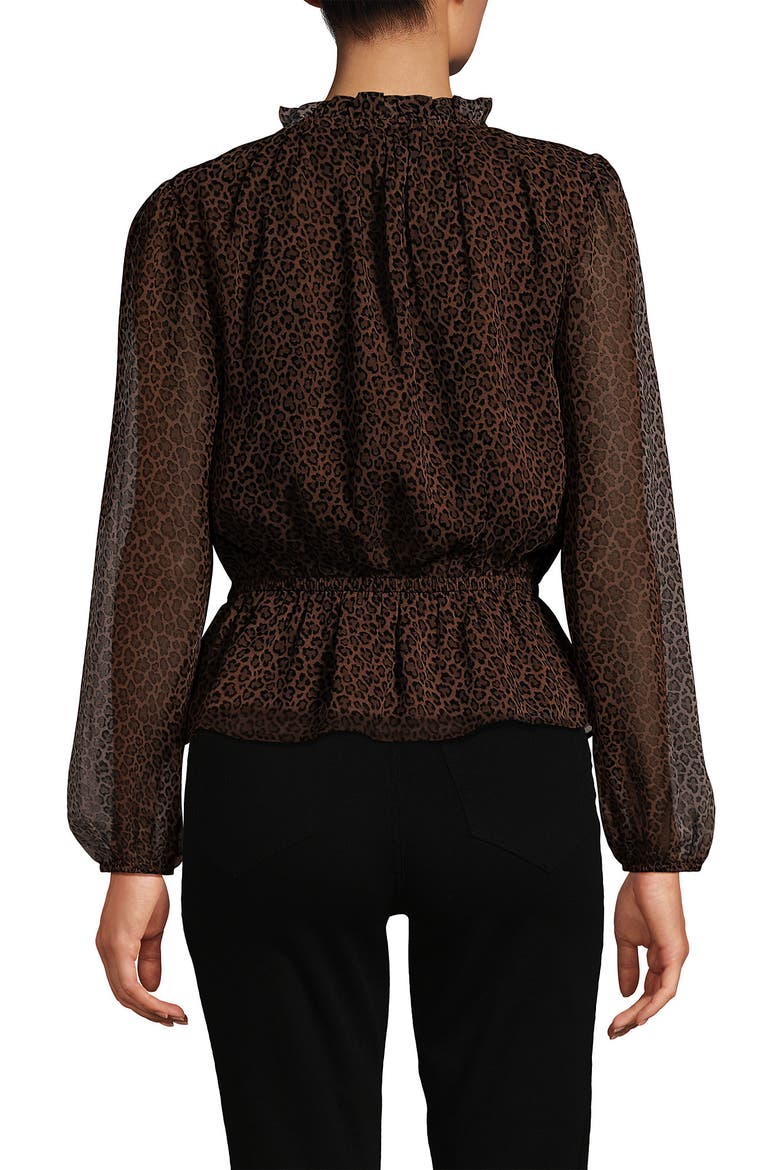 Chiffon Peplum Top, Alternate, color, Dark Clay Animal Spots