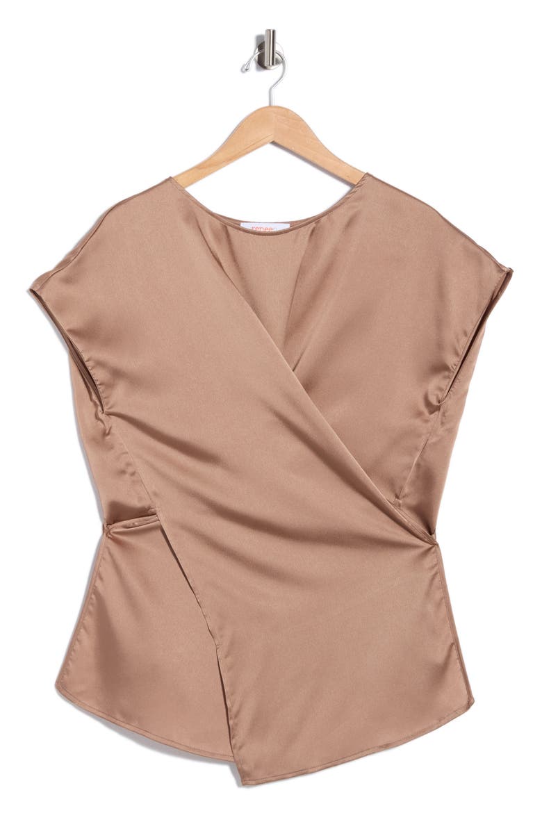 Satin Crossover Front Top, Alternate, color, DUNE