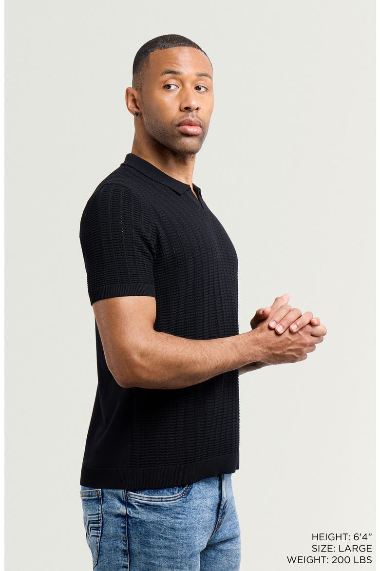 Johnny Collar Knit Polo, Alternate, color, BLACK