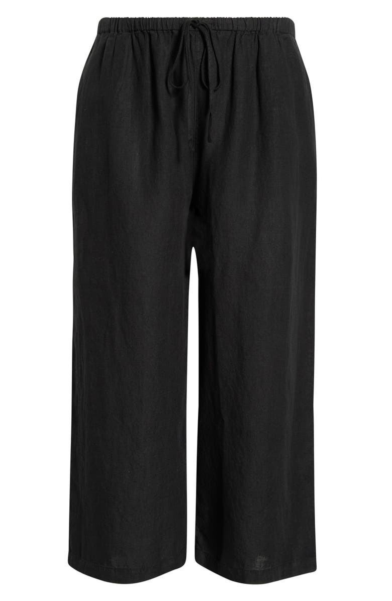Caslon<sup>®</sup> Wide Leg Crop Linen Pants, Alternate, color, Black