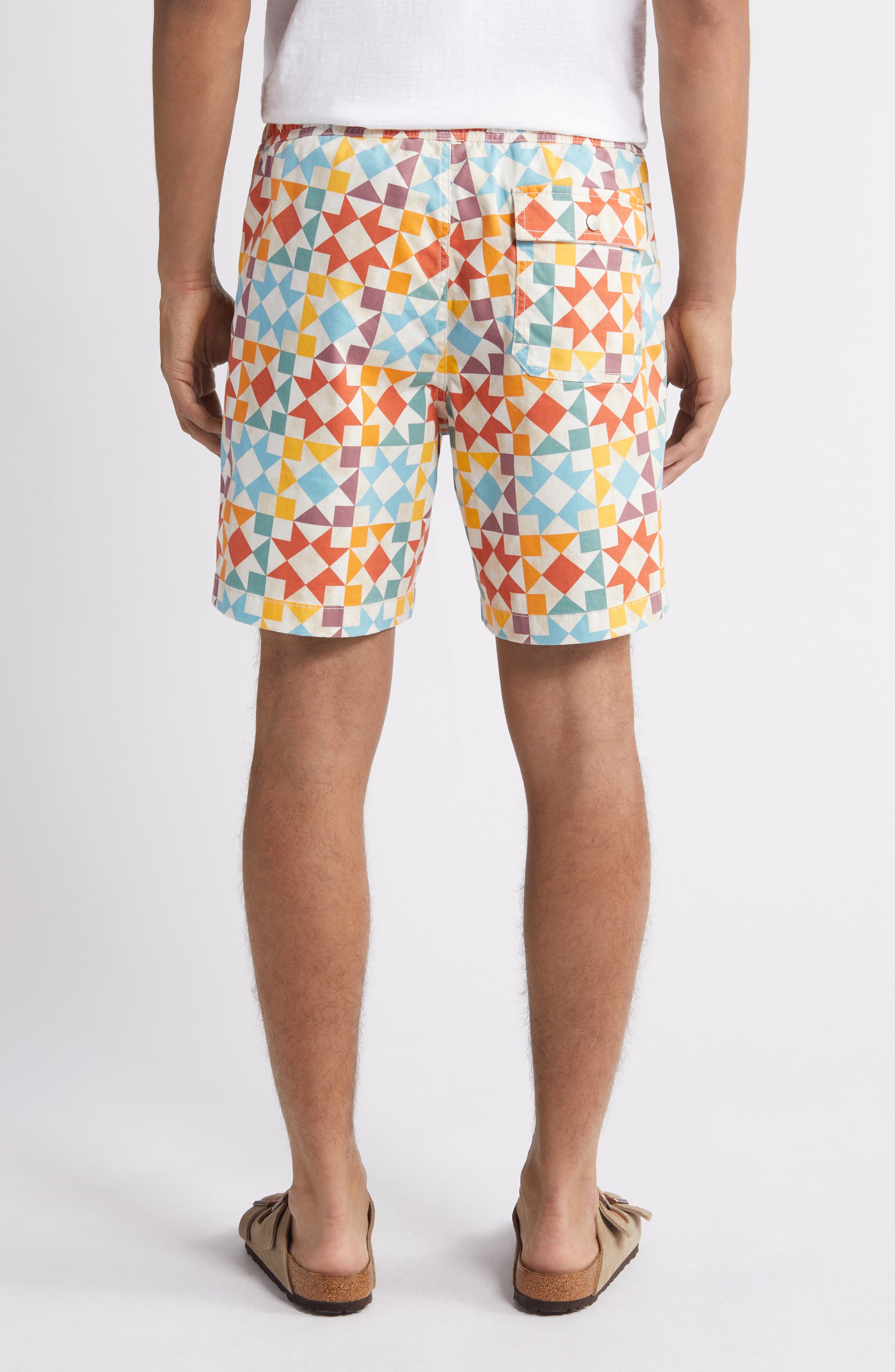 Quilt Print Stretch Cotton Drawstring Shorts - image 2