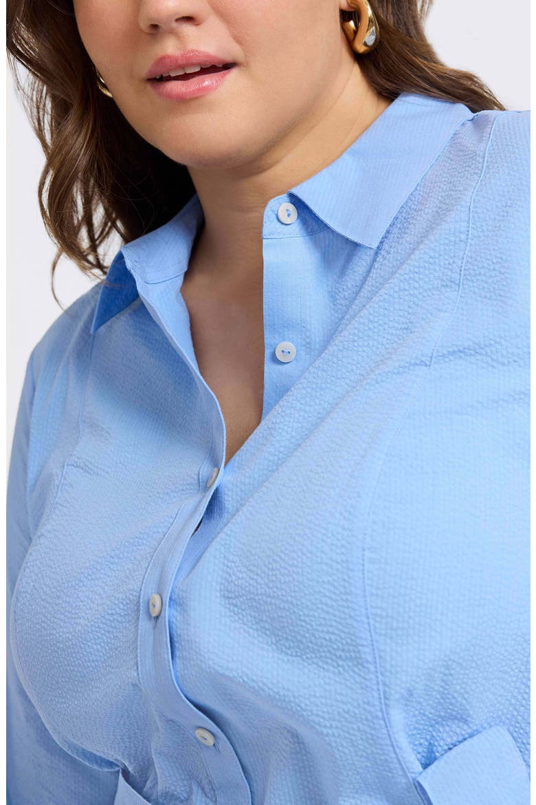 Fiona Seersucker Belted Shirtdress, Alternate, color, LAKE BLUE