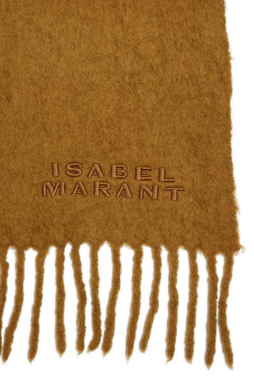 Isabel Marant Firna Logo Embroidered Fringe Scarf In Brown