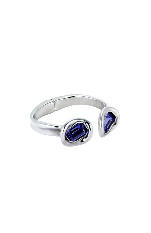 Unode50 Rigid Sterling Silver-plated Bracelet With Two Purple Crystals In Metallic