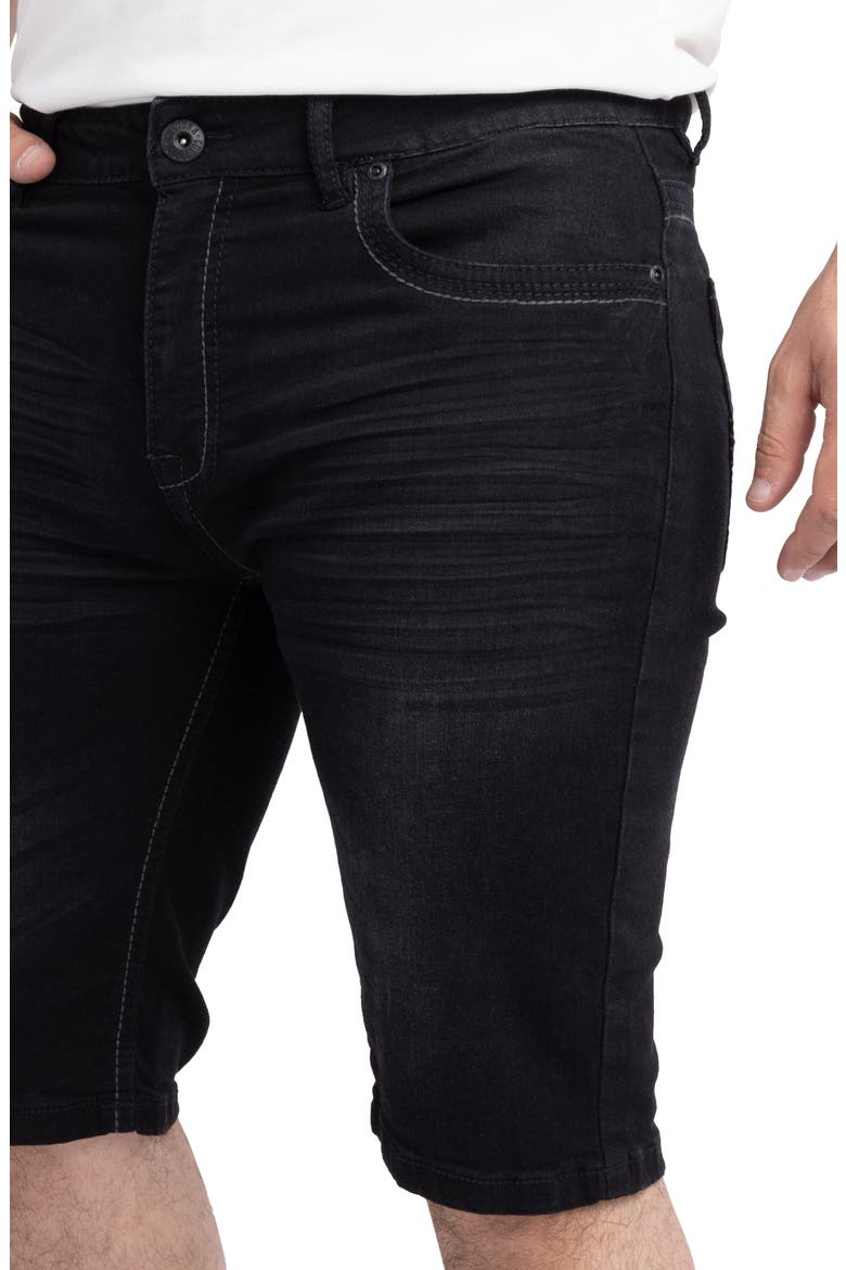 Cultura Saddle Stitch Straight Leg Denim Shorts, Alternate, color, BLACK WASH