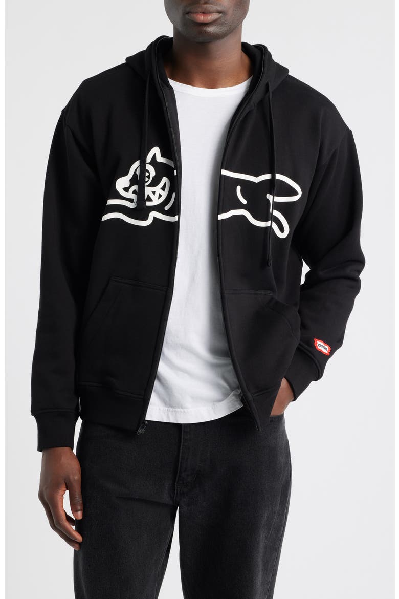 Zippy Graphic Zip Hoodie, Main, color, BLACK