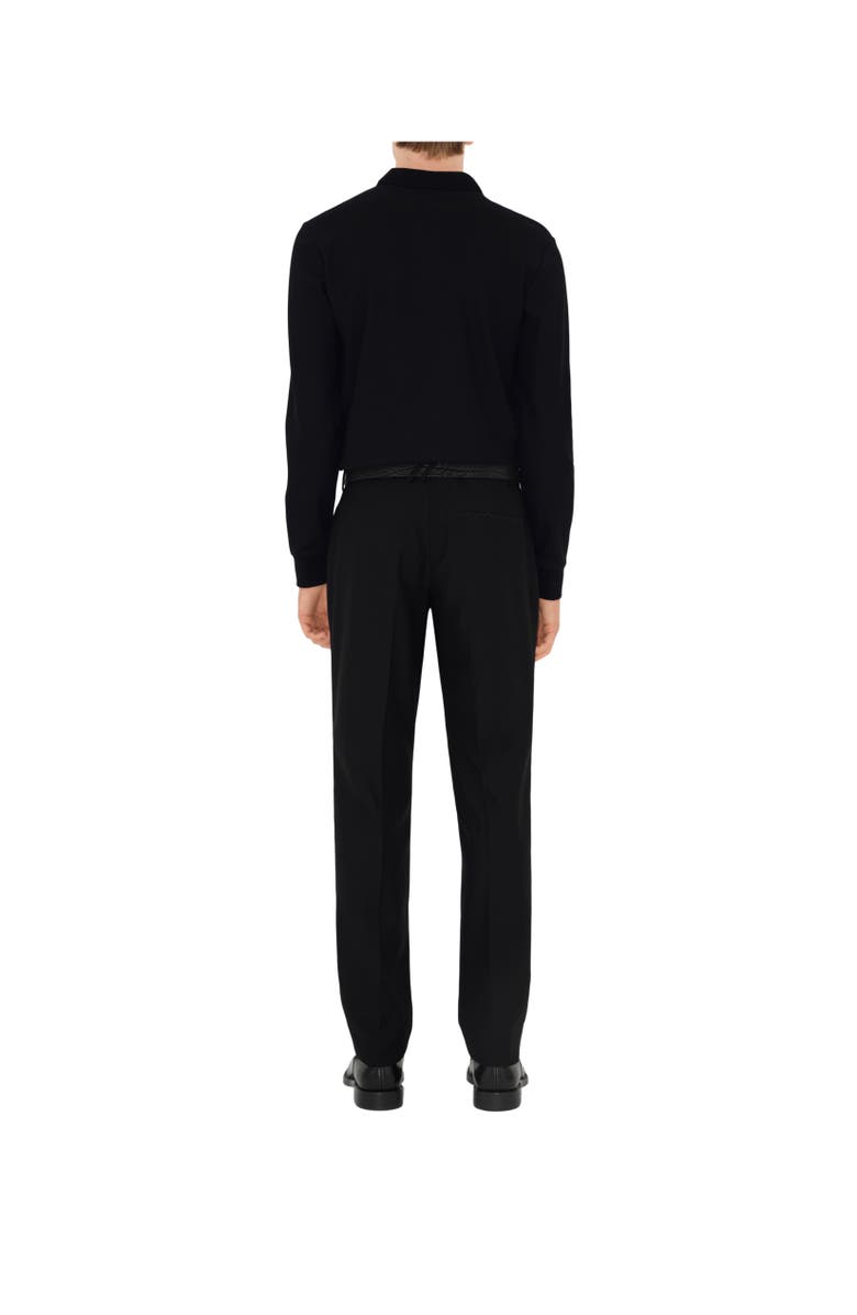 Burberry Long-sleeve Cotton Polo Shirt, Alternate, color, Black