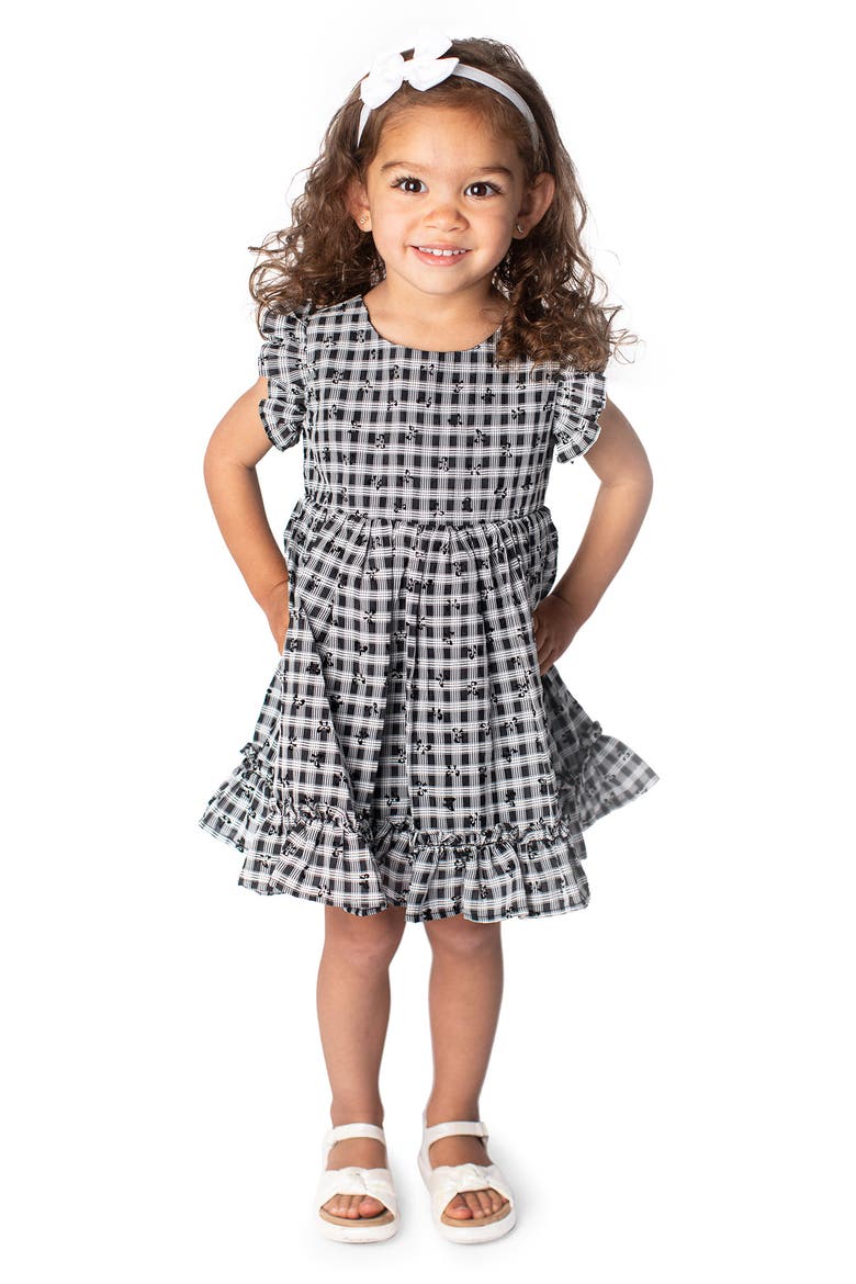 Check Ruffle Dress, Main, color, BLACK MULTI