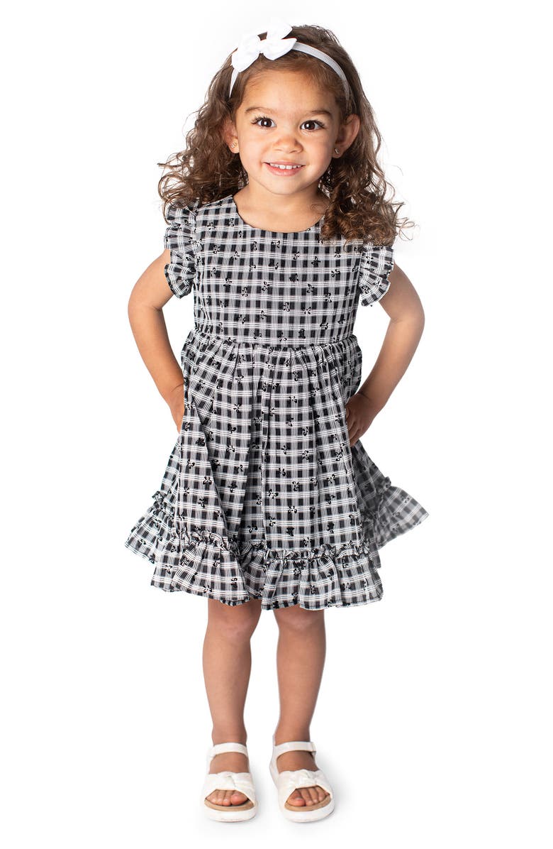 Popatu Check Ruffle Dress, Main, color, Black Multi