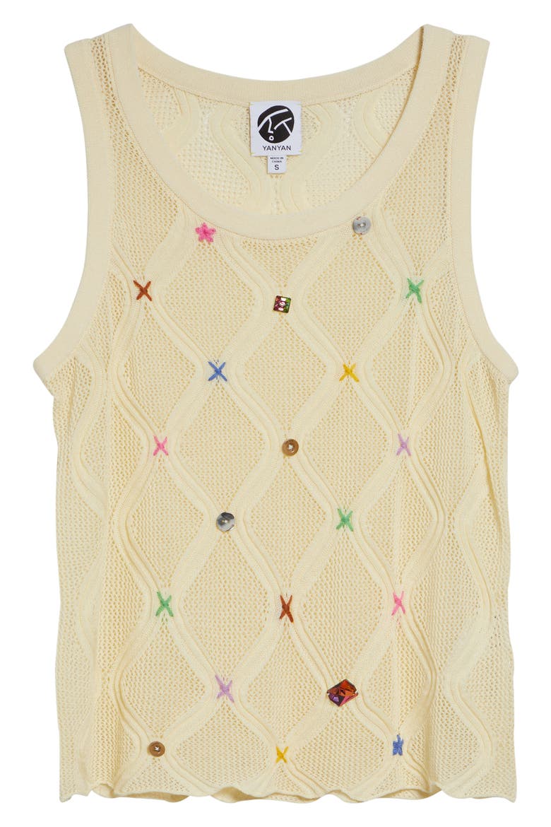 Cotton Lattice Stitch Sweater Tank, Alternate, color, IVORY