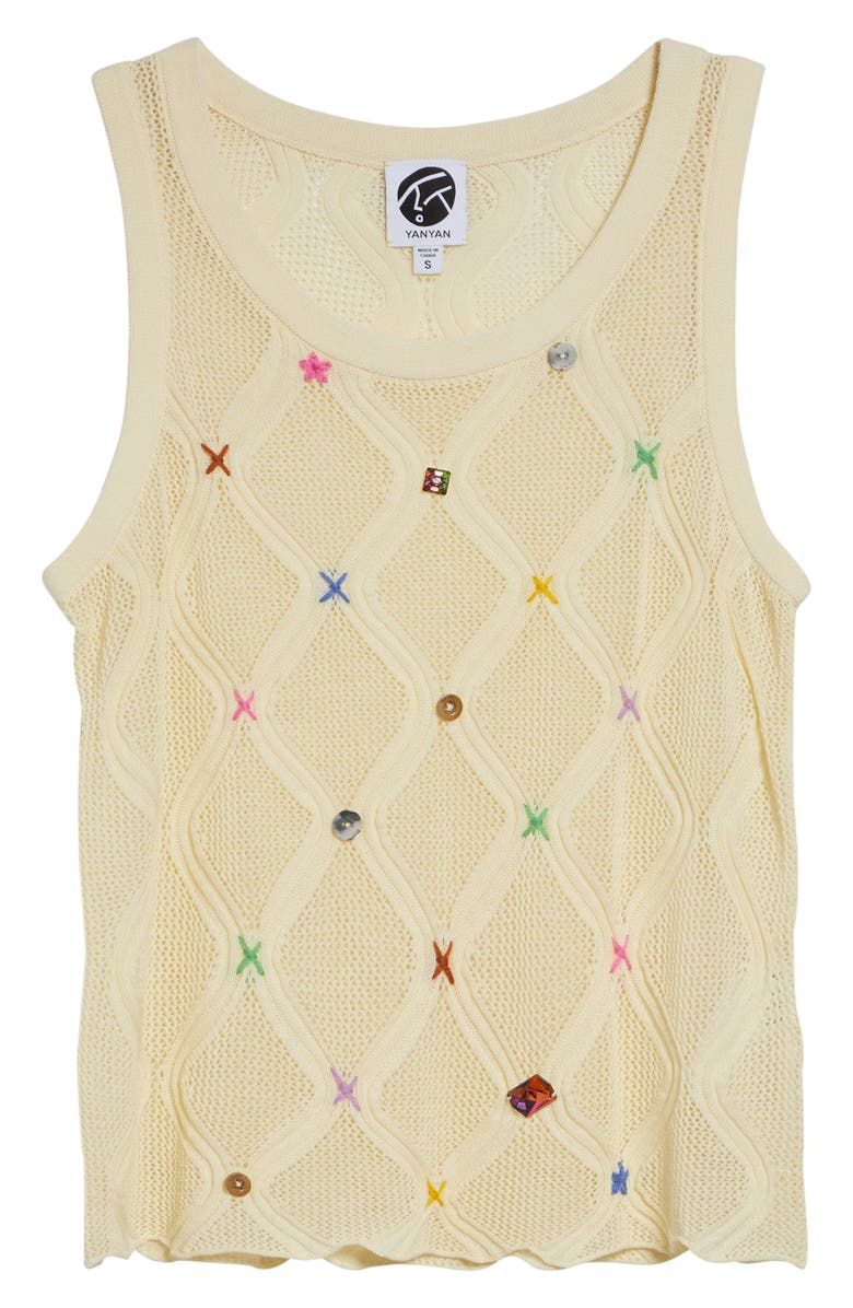 YanYan Cotton Lattice Stitch Sweater Tank, Alternate, color, Ivory