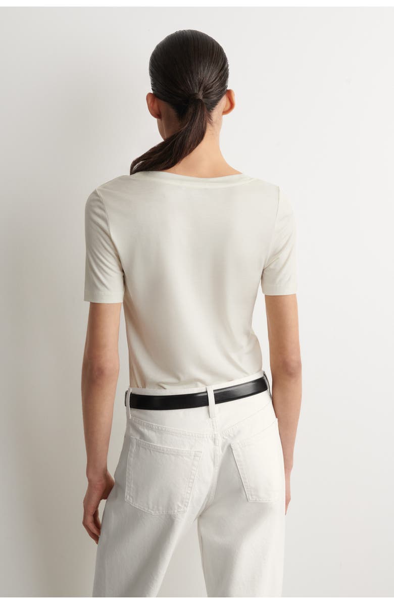 COS Slim Silk T-Shirt, Alternate, color, Ivory