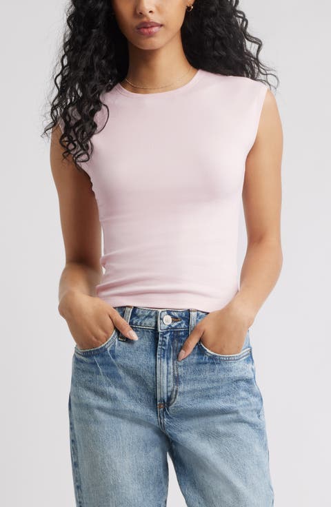 Rib Cap Sleeve T-Shirt