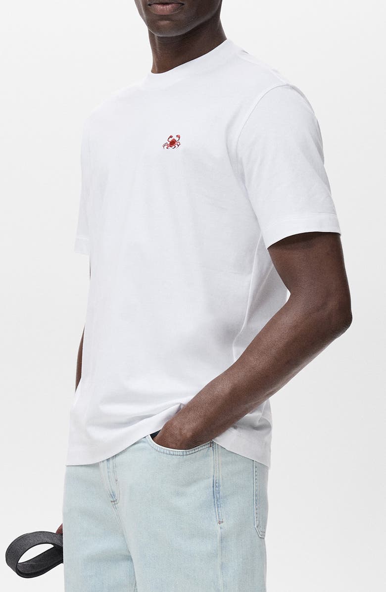MANGO Shellfish Embroidery Crewneck T-Shirt, Alternate, color, White