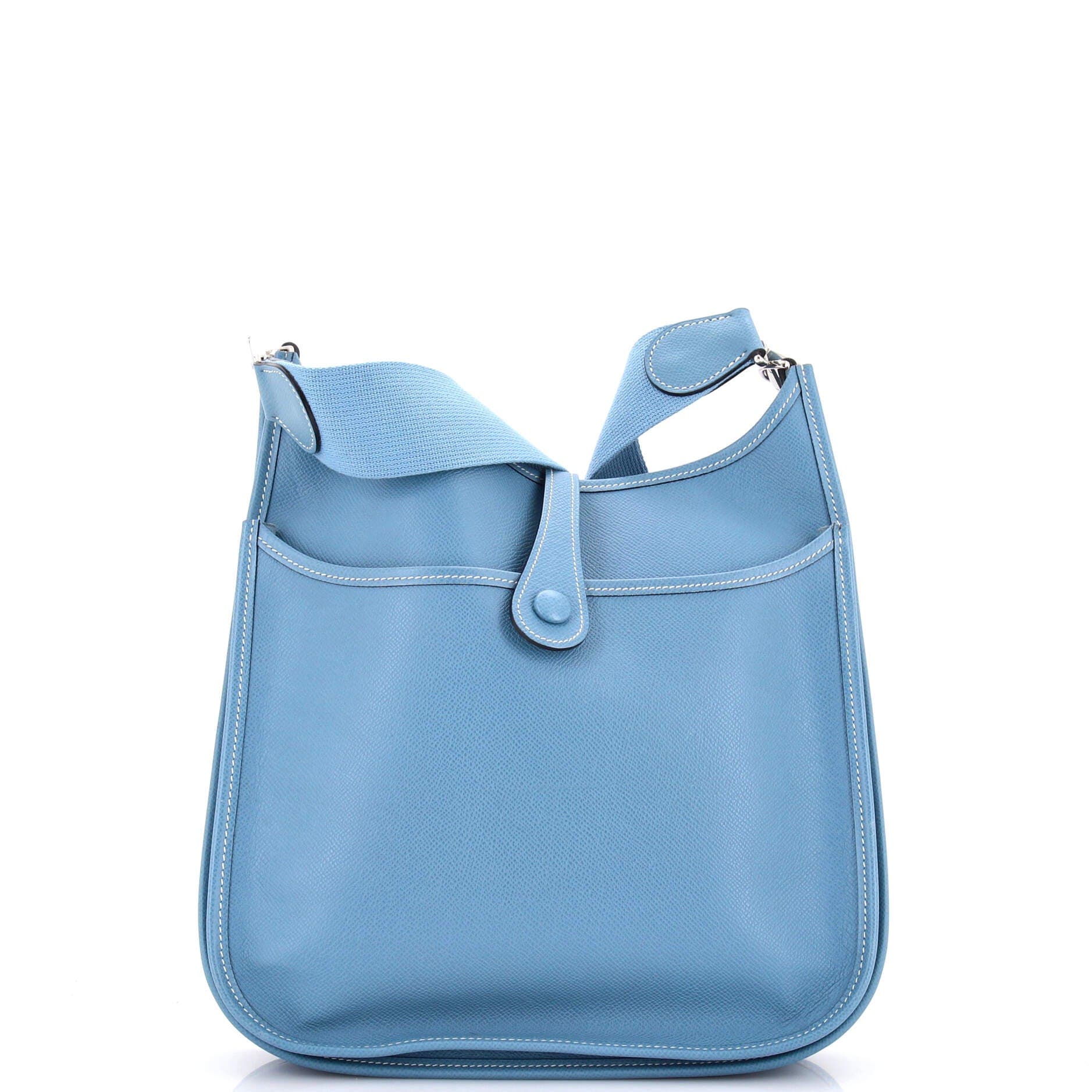 Pre-Owned Hermes Evelyne Bag Gen II Epsom PM, Alternate, color, Bleu Jean
