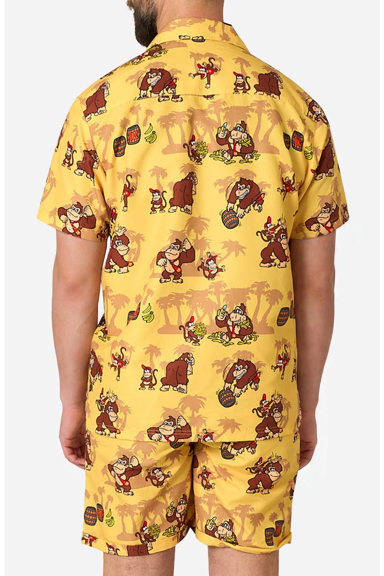 Donkey Kong Graphic Button-Up Shirt & Shorts Set, Alternate, color, YELLOW