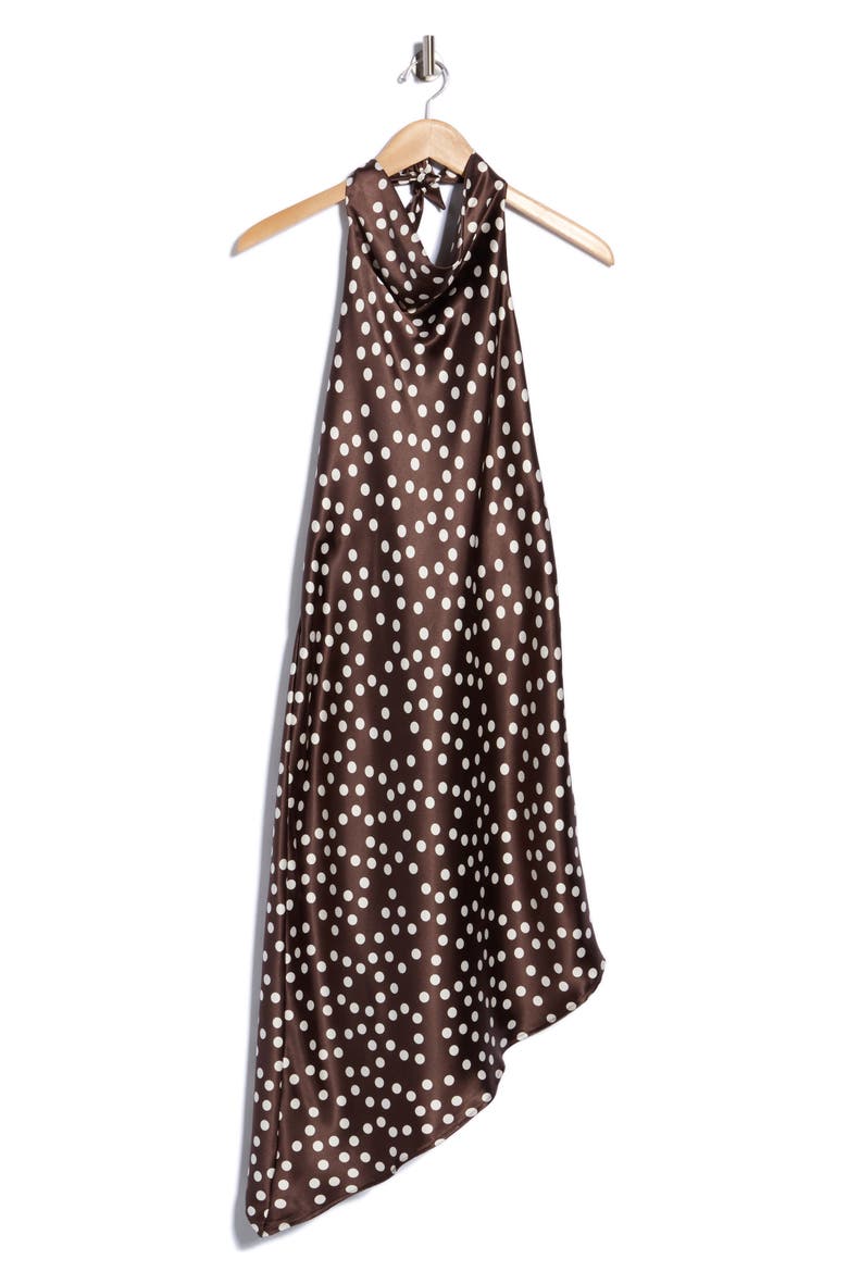 Asymmetrical Halter Dress, Alternate, color, BROWN