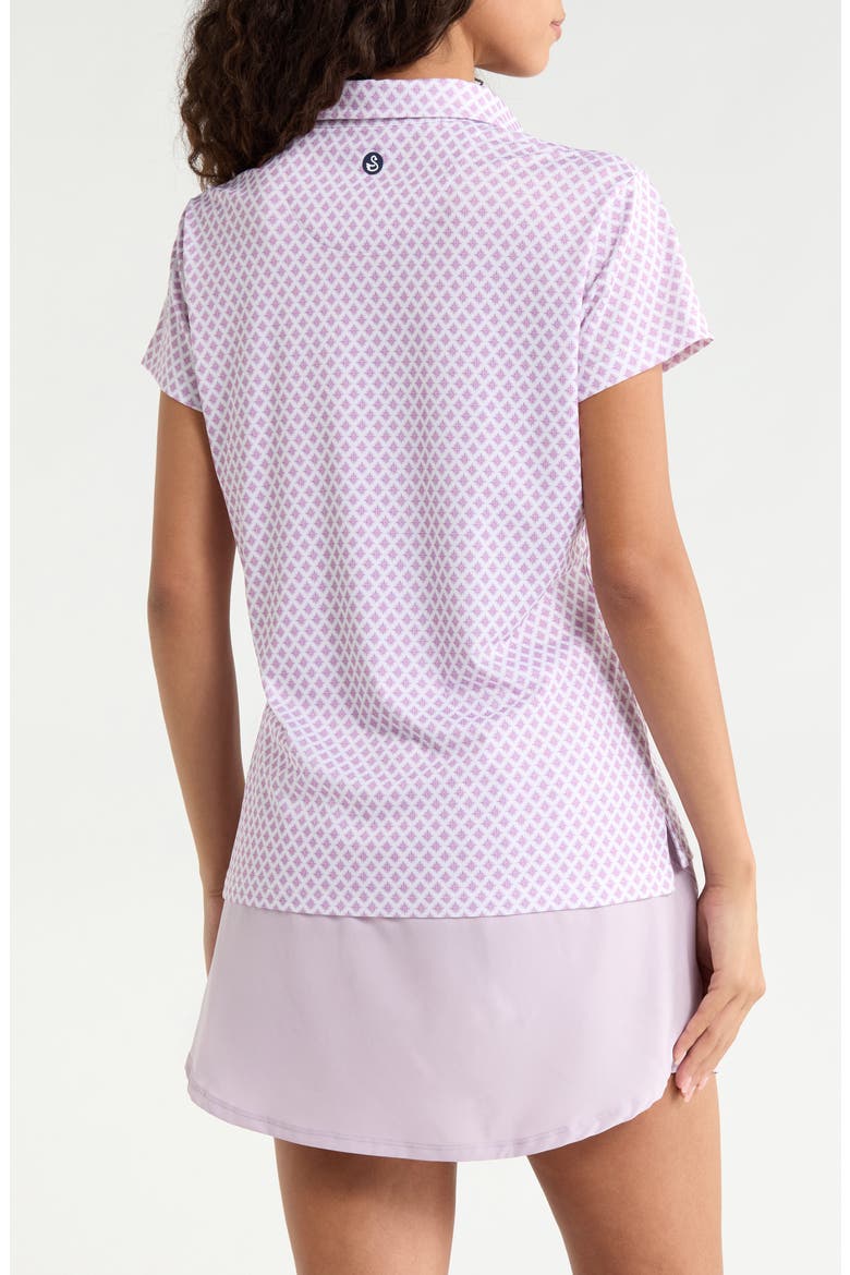 Zara Geometric Print Piqué Polo, Alternate, color, LAVENDER FROST