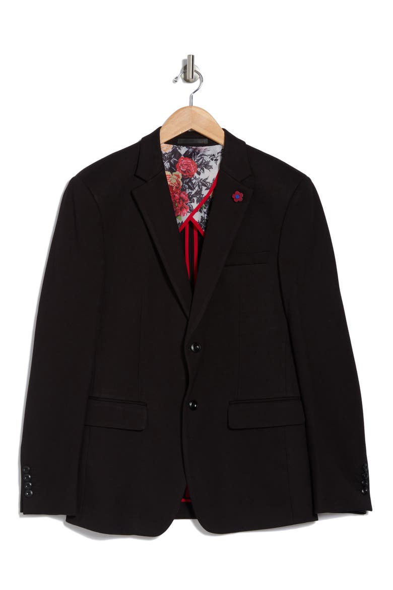 Slim Fit Two-Button Knit Fashion Blazer, Alternate, color, BLACK