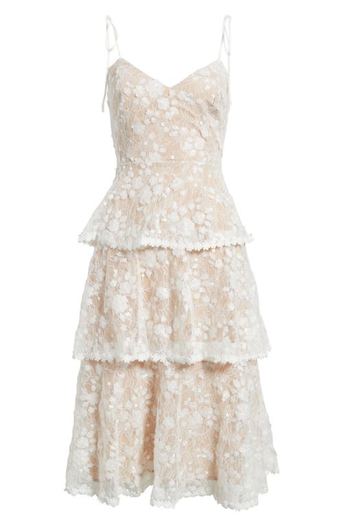 LUCY PARIS LUCY PARIS APRIL TIE STRAP TIERED LACE COCKTAIL DRESS 
