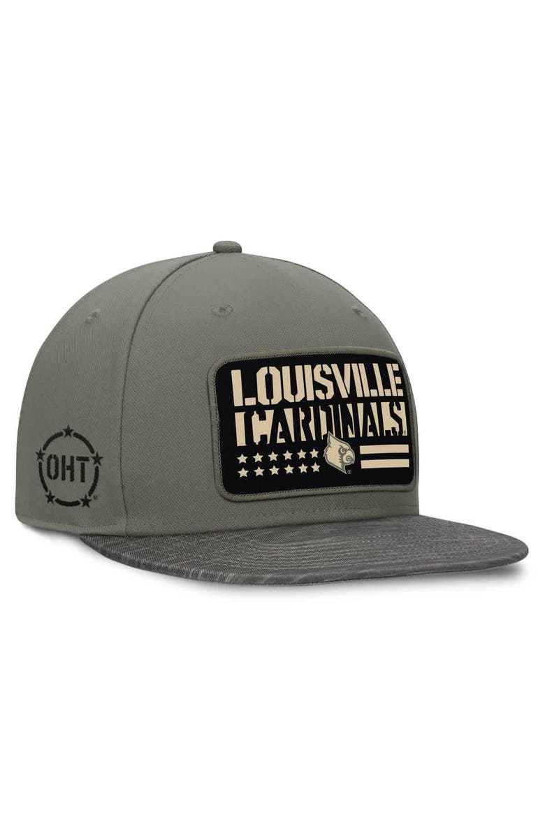 TOP OF THE WORLD Men's Top of the World Green Louisville Cardinals OHT Rebel Snapback Hat, Main, color, 
