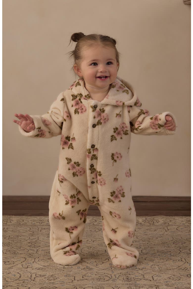 Kids' Rose Garden Fleece Jumpsuit, Alternate, color, NATURAL