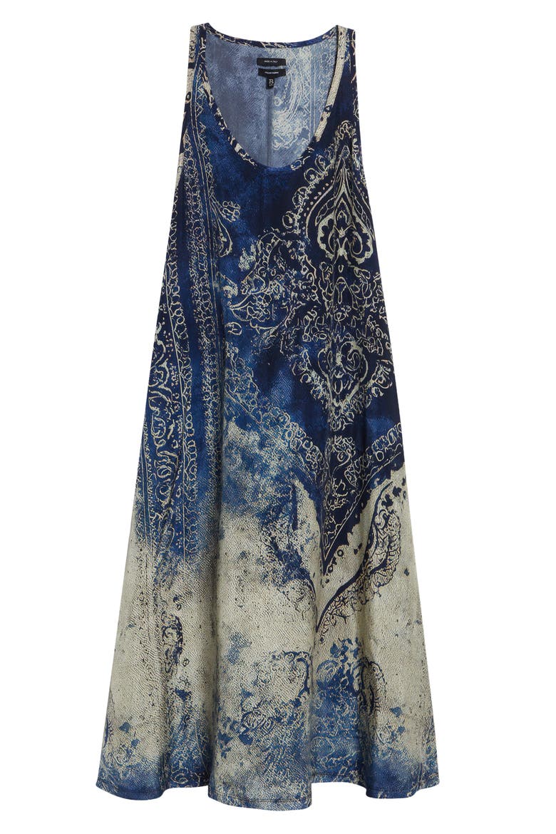 Trompe l'Oeil Bleached Paisley Tank Dress, Alternate, color, BLUE DISTRESSED MEDALLION