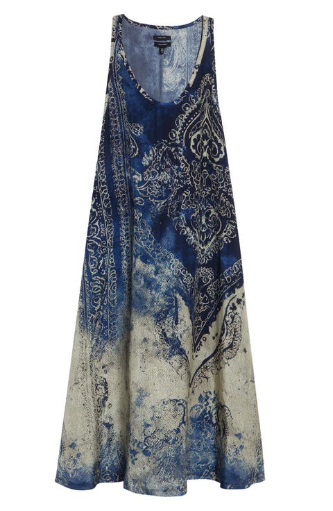 Trompe l'Oeil Bleached Paisley Tank Dress