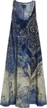 R13 Trompe l'Oeil Bleached Paisley Tank Dress