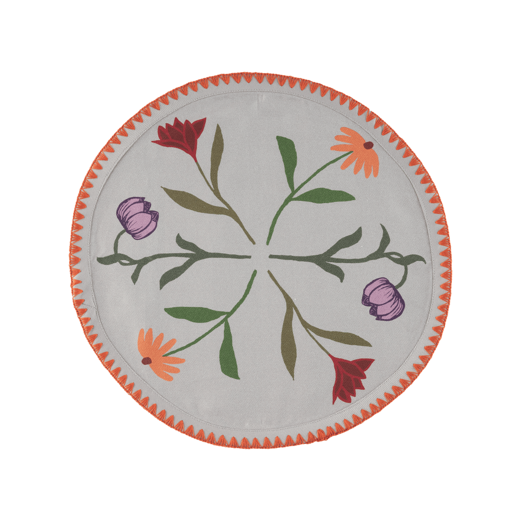 Sophie Williamson Design Picnic On The Meadow Set-of-six Cotton Placemats In Gray
