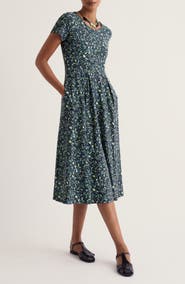 Seasalt Cornwall Veronica Print Stretch Organic Cotton Jersey Midi Dress