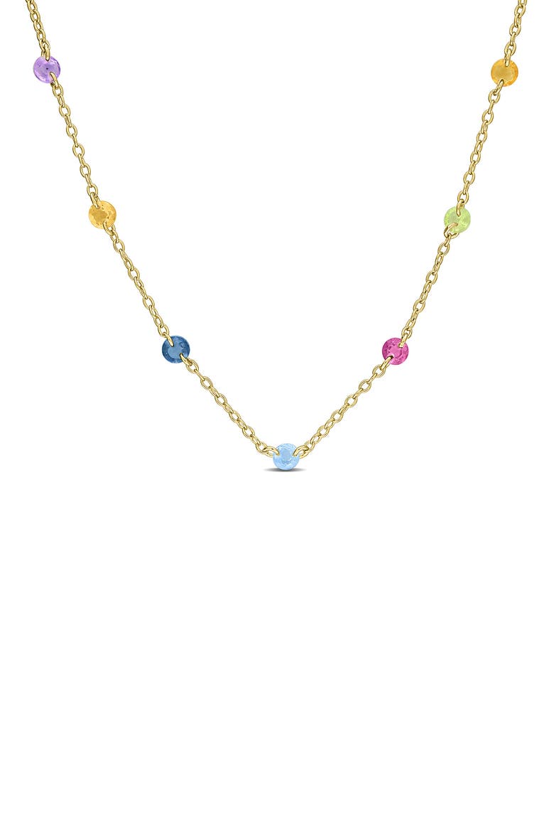 Multi-Gemstone Bead Station Necklace, Main, color, GOLD