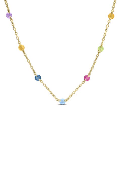 Multi-Gemstone Bead Station Necklace