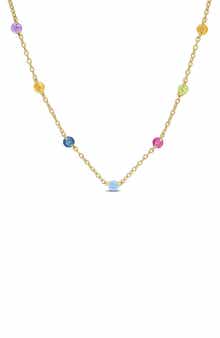 Multi-Gemstone Bead Station Necklace