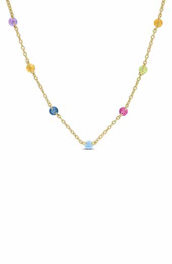 Multi-Gemstone Bead Station Necklace
