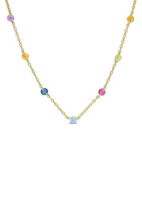Multi-Gemstone Bead Station Necklace