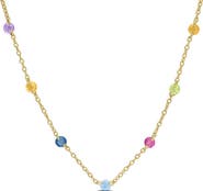 DELMAR Multi-Gemstone Bead Station Necklace