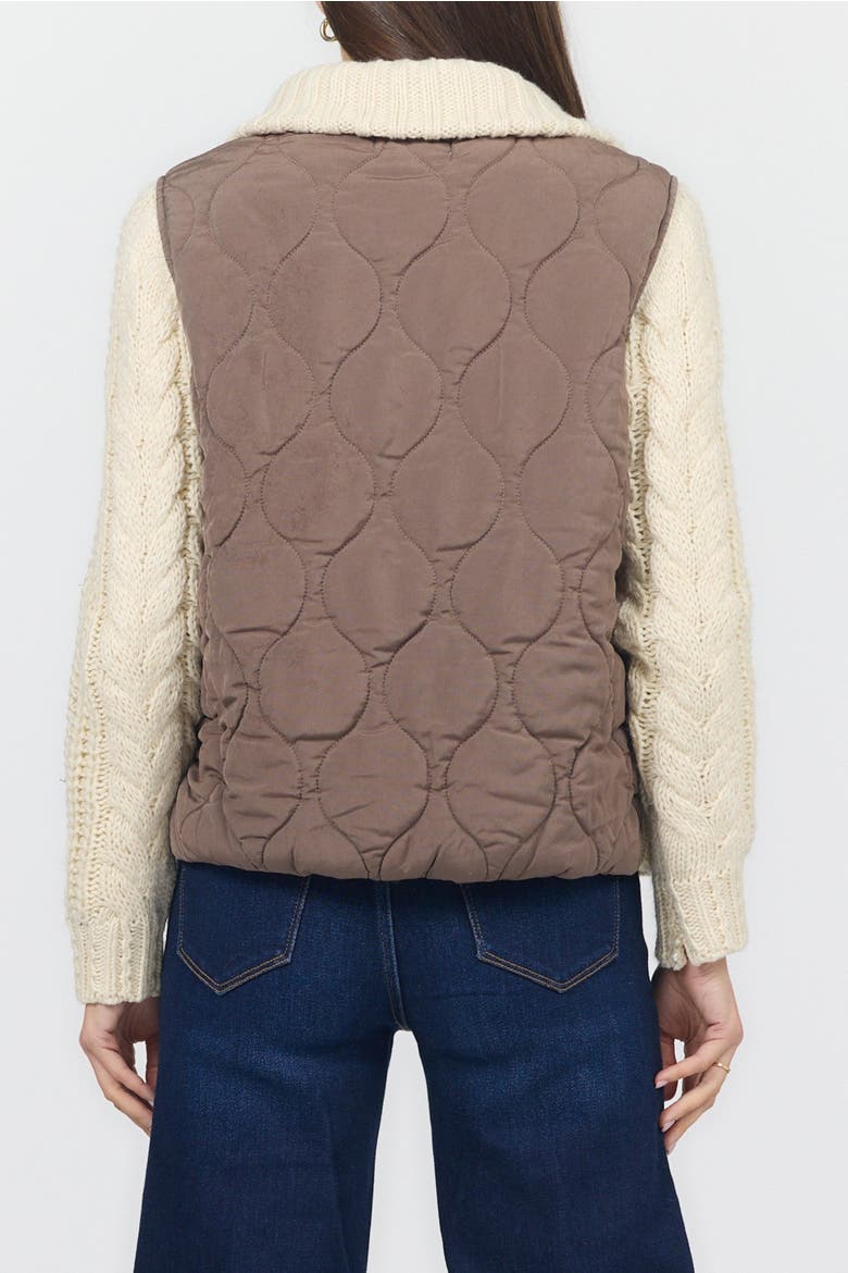 Petra Zip Front Quilted Sweater, Alternate, color, Pigment Cappuccino