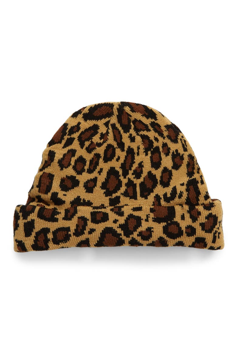Leopard Spot Beanie, Main, color, BROWN COMBO