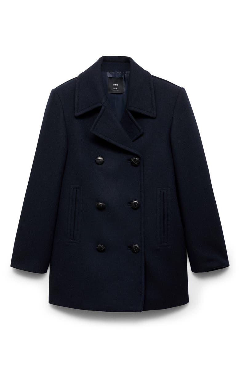 MANGO Double Breasted Wool Blend Coat, Alternate, color,